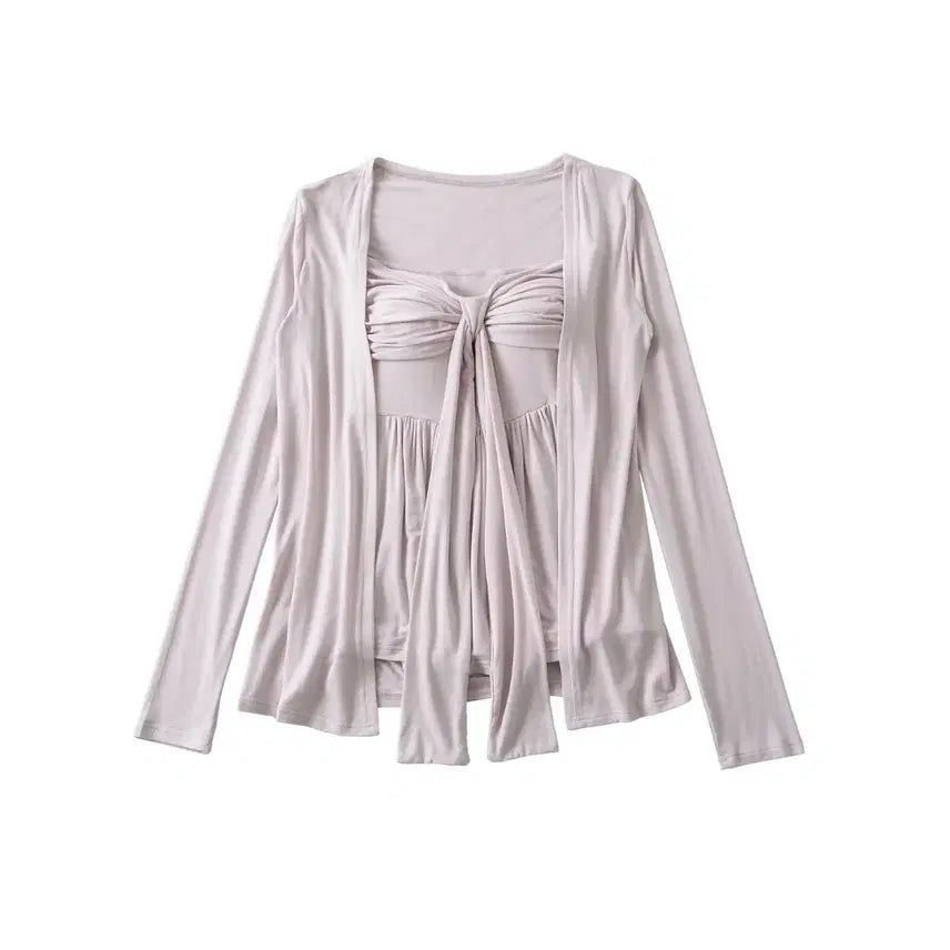 [BUNJANG] Tube Top and Cardigan Set / [SALE/*바로발송*] 퍼플 캡내장 튜브탑 나시 가디건 세트