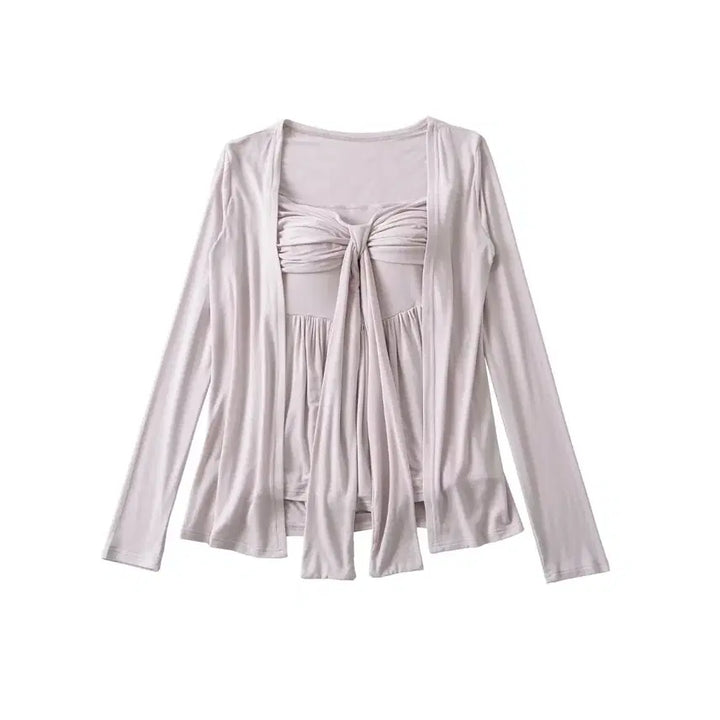 [BUNJANG] Tube Top and Cardigan Set / [SALE/*바로발송*] 퍼플 캡내장 튜브탑 나시 가디건 세트