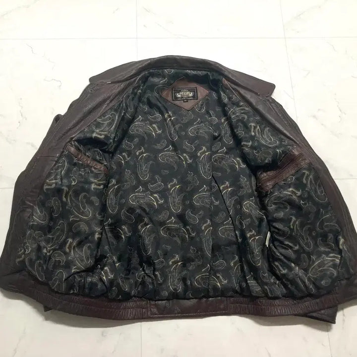 [BUNJANG] Vintage 90s Genuine Leather Bomber Jacket (Brown, Size 100-105) / 90s 양가죽 A-2 램스킨 레더 봄버 자켓 100-105