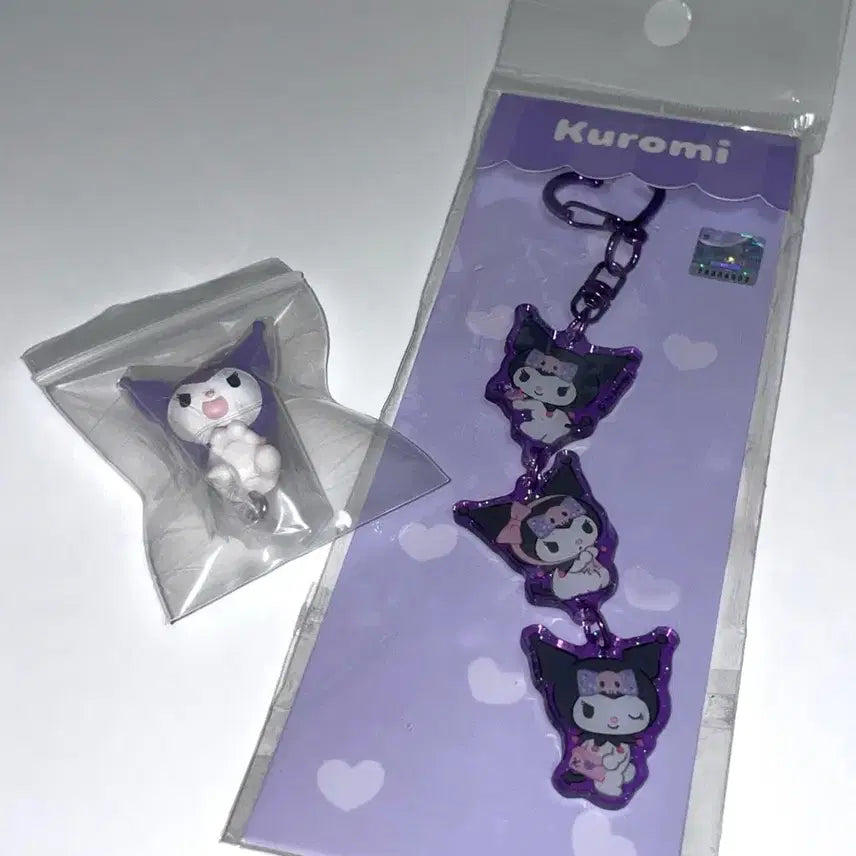 [BUNJANG] Kuromi Glitter 3-Tier Keyring / +사은품) 쿠로미 글리터 3단 키링