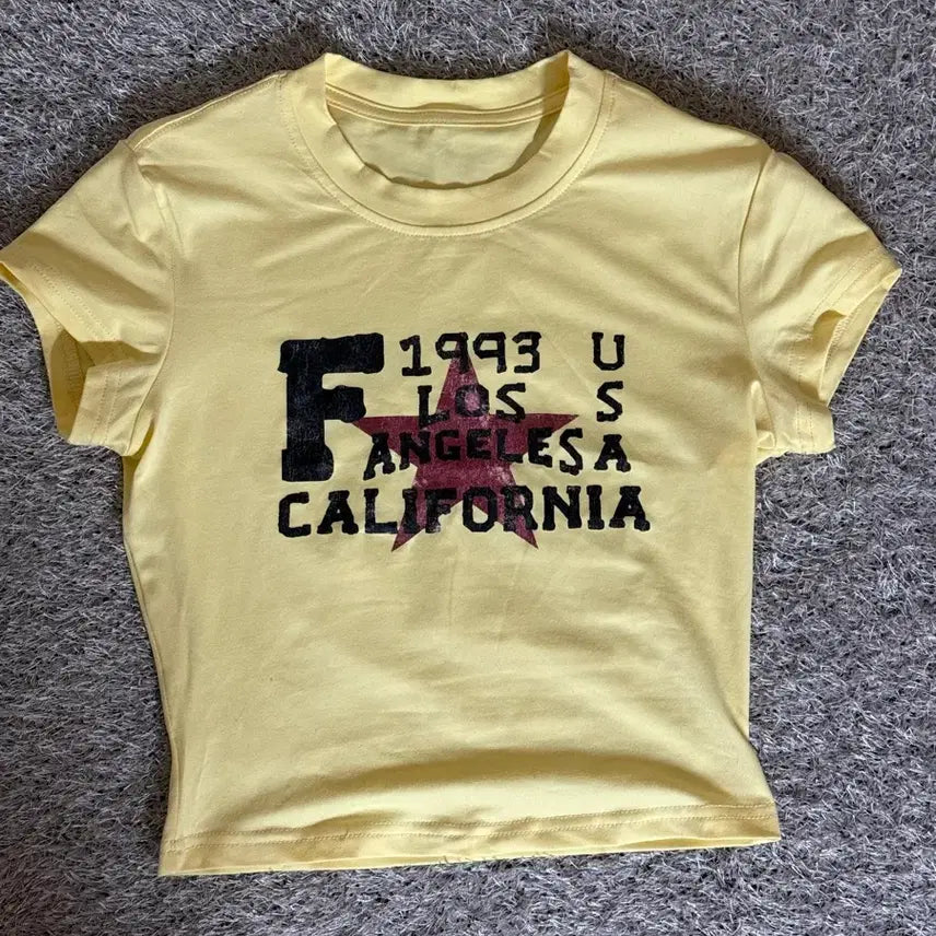 [BUNJANG] 1993 Yellow Los Angeles California Short Sleeve T-shirt / 1993 옐로우 Los Angeles 캘리포니아 반팔티