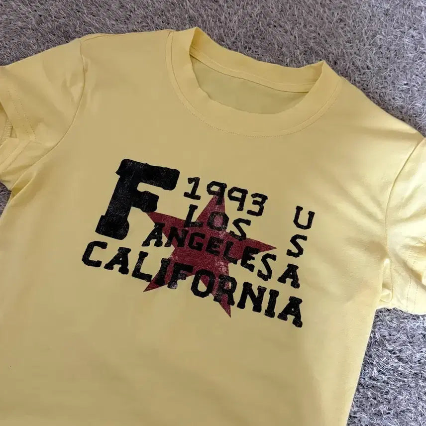 [BUNJANG] 1993 Yellow Los Angeles California Short Sleeve T-shirt / 1993 옐로우 Los Angeles 캘리포니아 반팔티