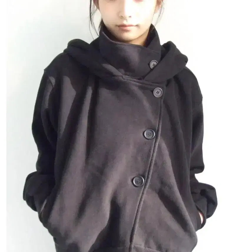 [BUNJANG] Oshei High Neck Hoodie Zip-up Black Size 1 / 오스하이 하이넥 후드집업 블랙 1사이즈