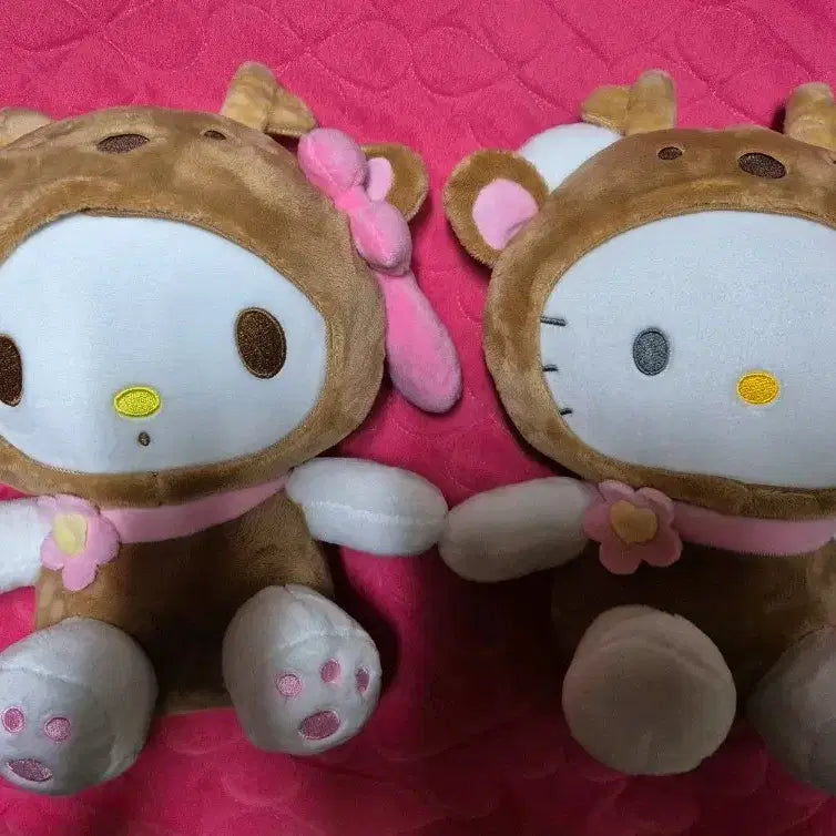 [BUNJANG] Sanrio My Melody &amp; Hello Kitty Deer Costume Plush Set / 산리오 꽃사슴 버전 마이멜로디 / 헬로키티 인형 세트
