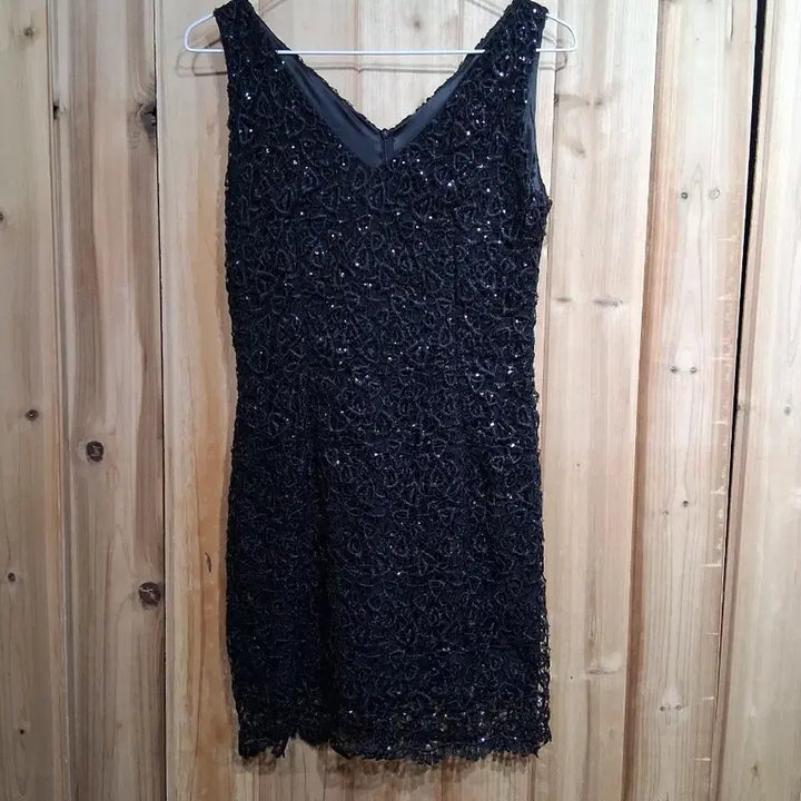 [BUNJANG] Black Sequin Mini Dress / 블랙 스팽글 미니 원피스
