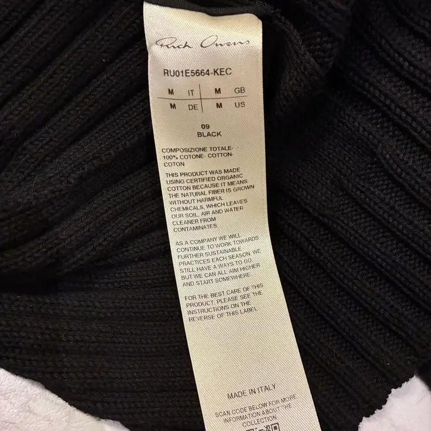 [BUNJANG] Rick Owens Cotton Rib Sweater / [M] 릭오웬스 코튼 립 스웨터