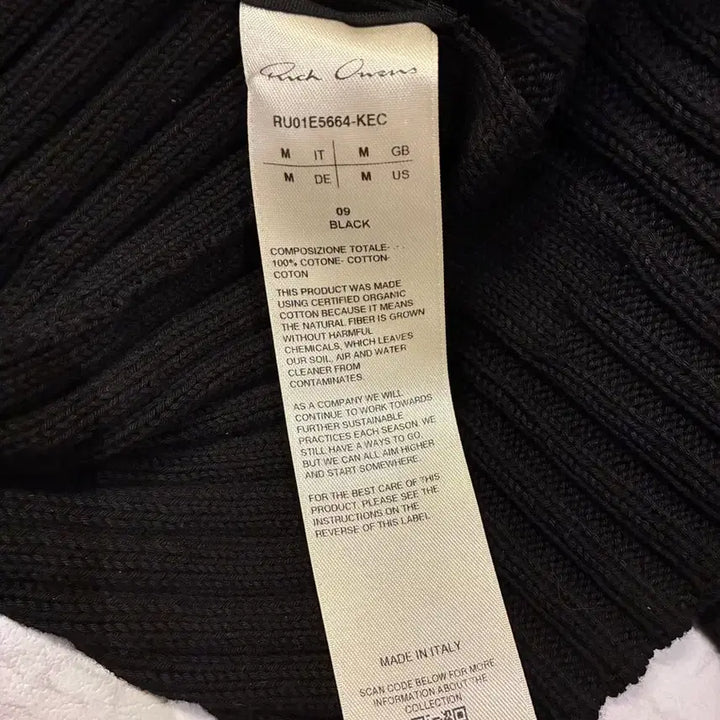 [BUNJANG] Rick Owens Cotton Rib Sweater / [M] 릭오웬스 코튼 립 스웨터