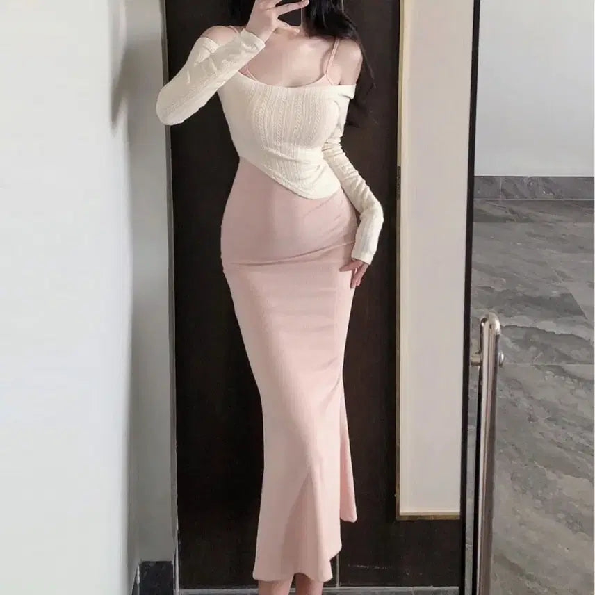 [BUNJANG] 2pcs Mermaid Long Dress Two-Piece Set / [새상품/빠른발송] 2pcs 머메이드 롱원피스 투피스 세트