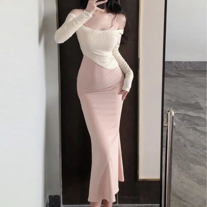 [BUNJANG] 2pcs Mermaid Long Dress Two-Piece Set / [새상품/빠른발송] 2pcs 머메이드 롱원피스 투피스 세트