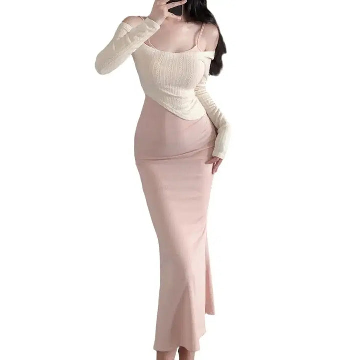 [BUNJANG] 2pcs Mermaid Long Dress Two-Piece Set / [새상품/빠른발송] 2pcs 머메이드 롱원피스 투피스 세트