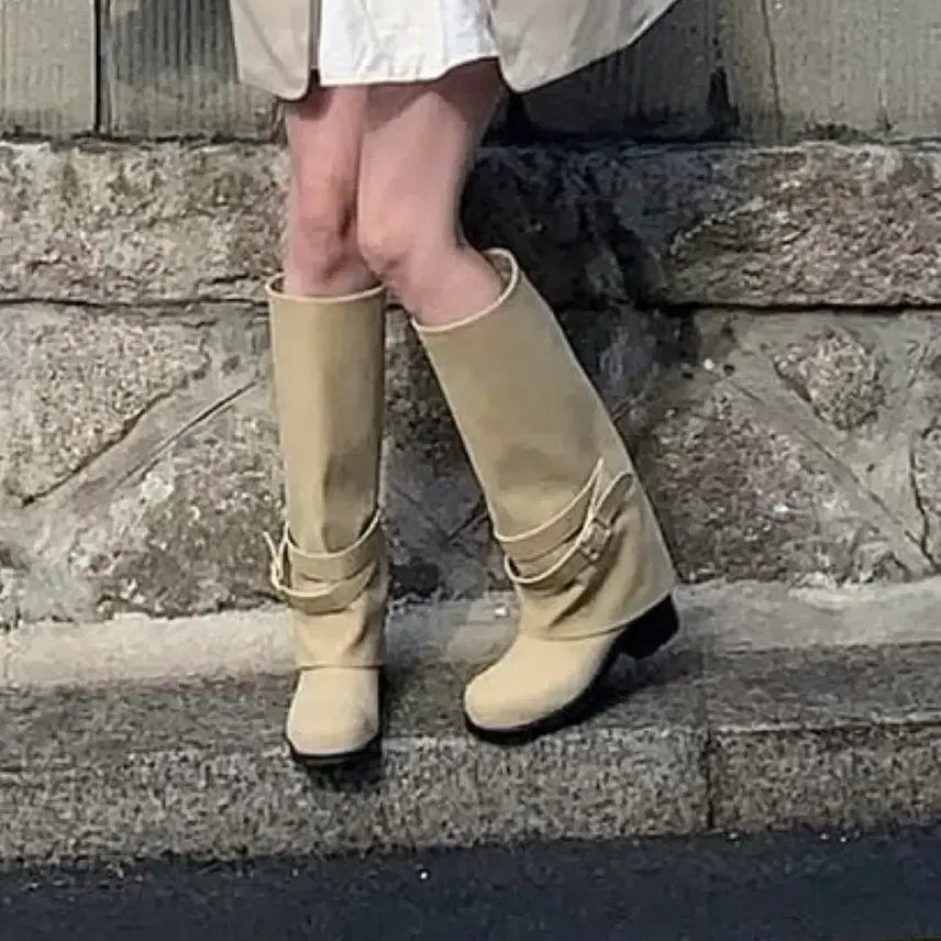 [BUNJANG] Suede Buckle Boots (230) / 스웨이드 버클 부츠230