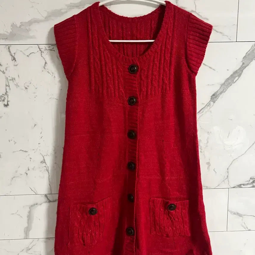 [BUNJANG] Red Knit Mini Dress / 새상품 레드 니트 반팔 미니 원피스