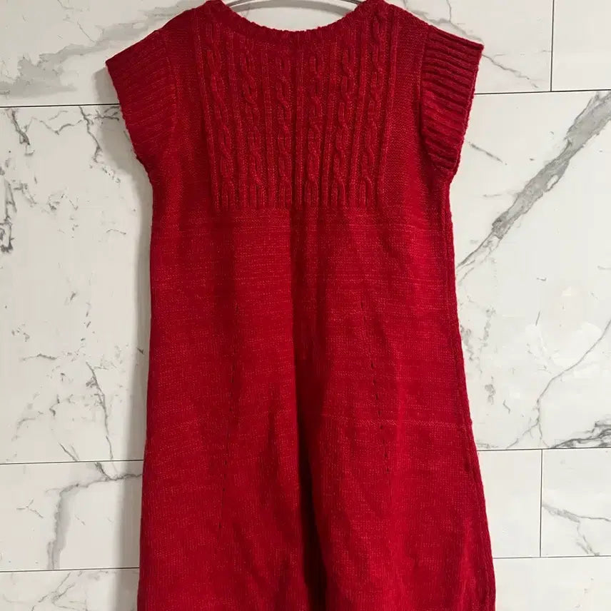 [BUNJANG] Red Knit Mini Dress / 새상품 레드 니트 반팔 미니 원피스