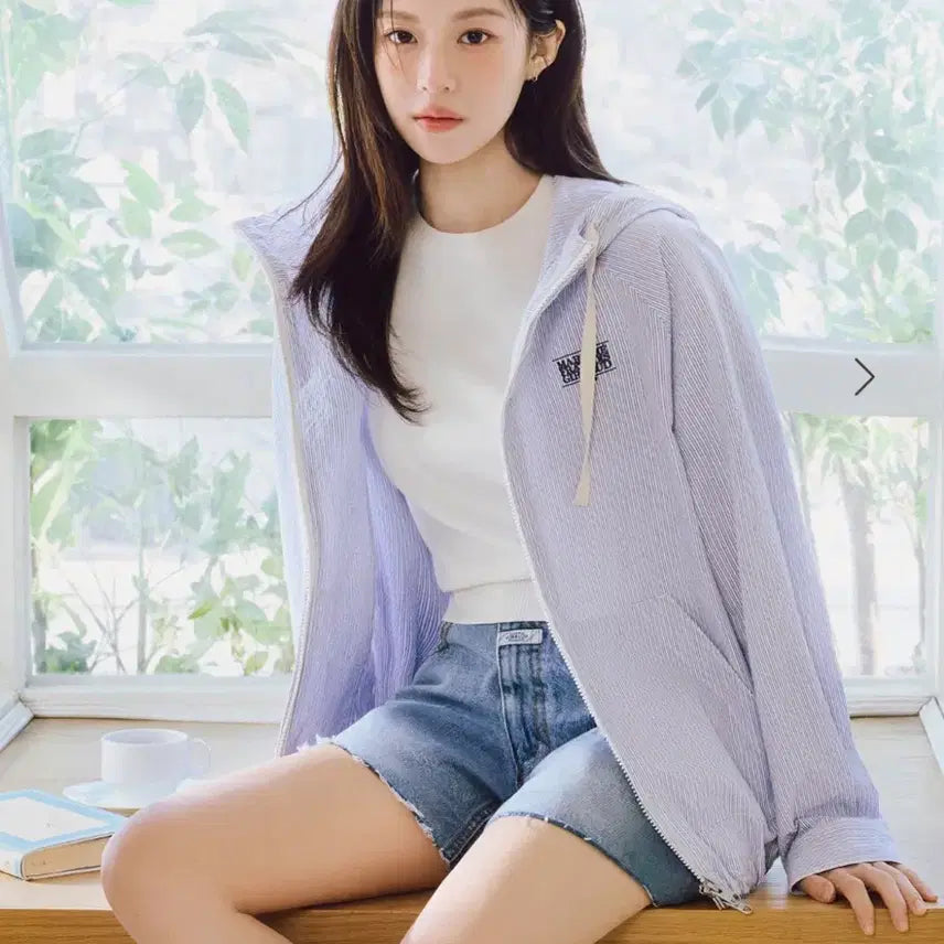 [BUNJANG] Marithe Classic Logo Stripe Hoodie Jacket (M) / 마리떼 클래식 로고 후디 자켓 스트라이프 M (새상품)