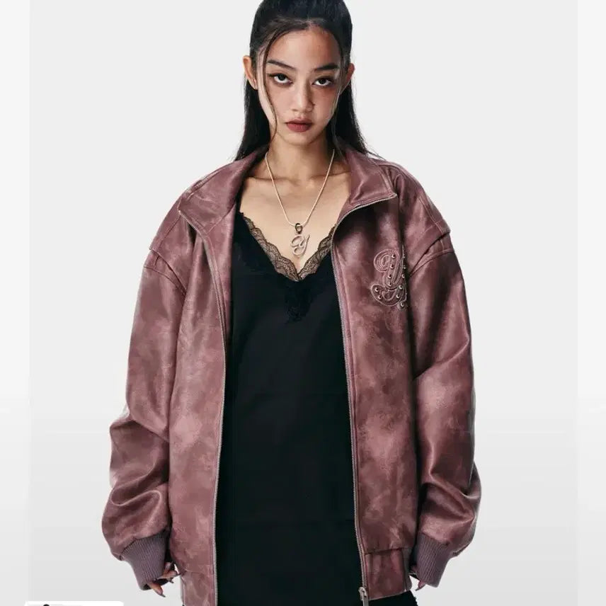 [BUNJANG] 와이이이엘 FAUX LEATHER WINGED JACKET PINK / 와이이이엘 FAUX LEATHER WINGED JACKET PINK