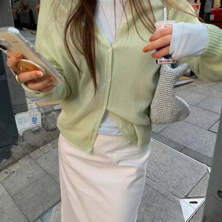 [SOLD OUT] (최종가격/새상품)미뉴에트 리엔 파스텔 가디건 애플민트