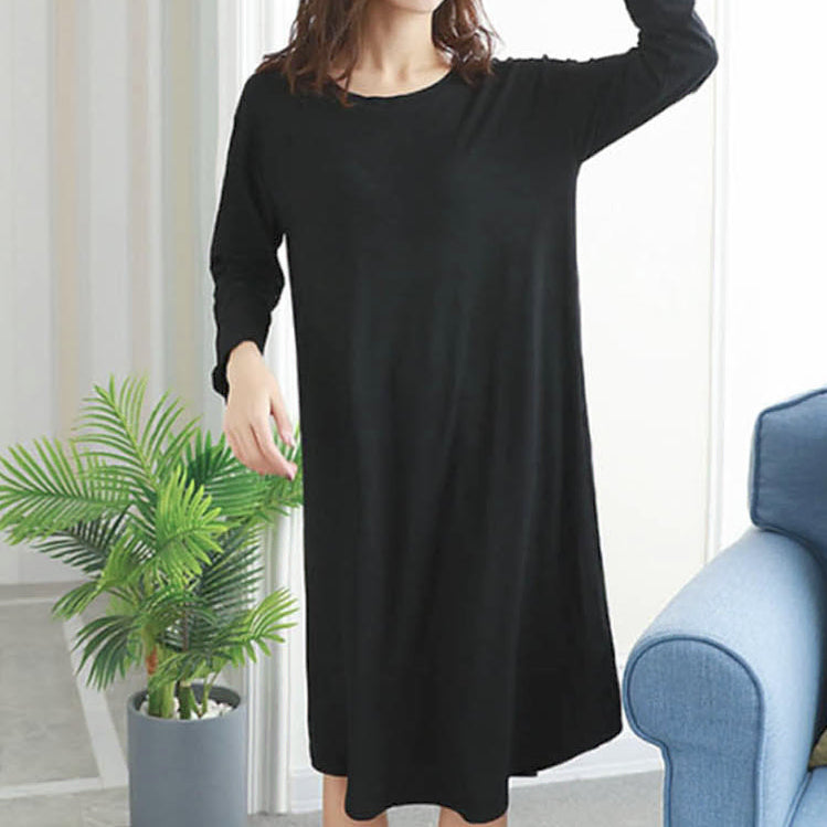 [BUNJANG] Plain Built-in Bra Home Wear One-Piece Pajamas / 여성 홈웨어 캡내장 무지 원피스 잠옷 2 (L,XL,2XL)(2컬러)