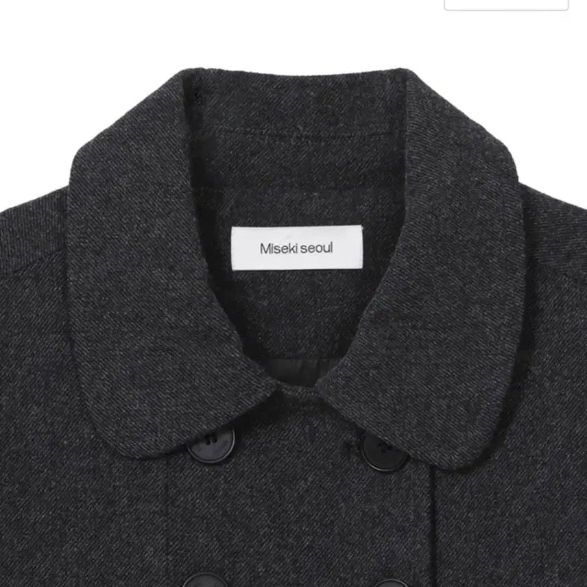 [BUNJANG] Misekei Seoul Wabi Round Collar Double Jacket Charcoal / 미세키서울 와비 라운드 칼라 더블 자켓 차콜