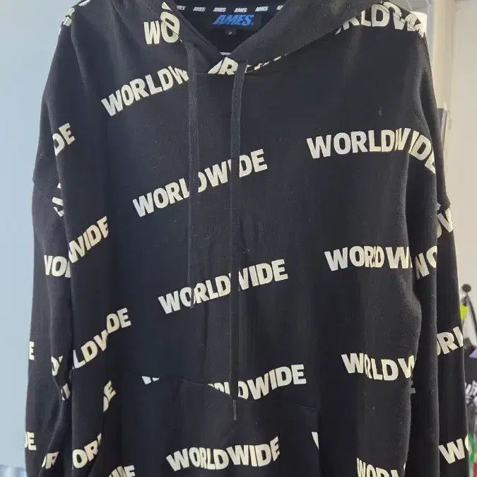[BUNJANG] AMES Worldwide Black Hoodie Unisex / AMES 월드와이드 블랙 후드티 남여공용