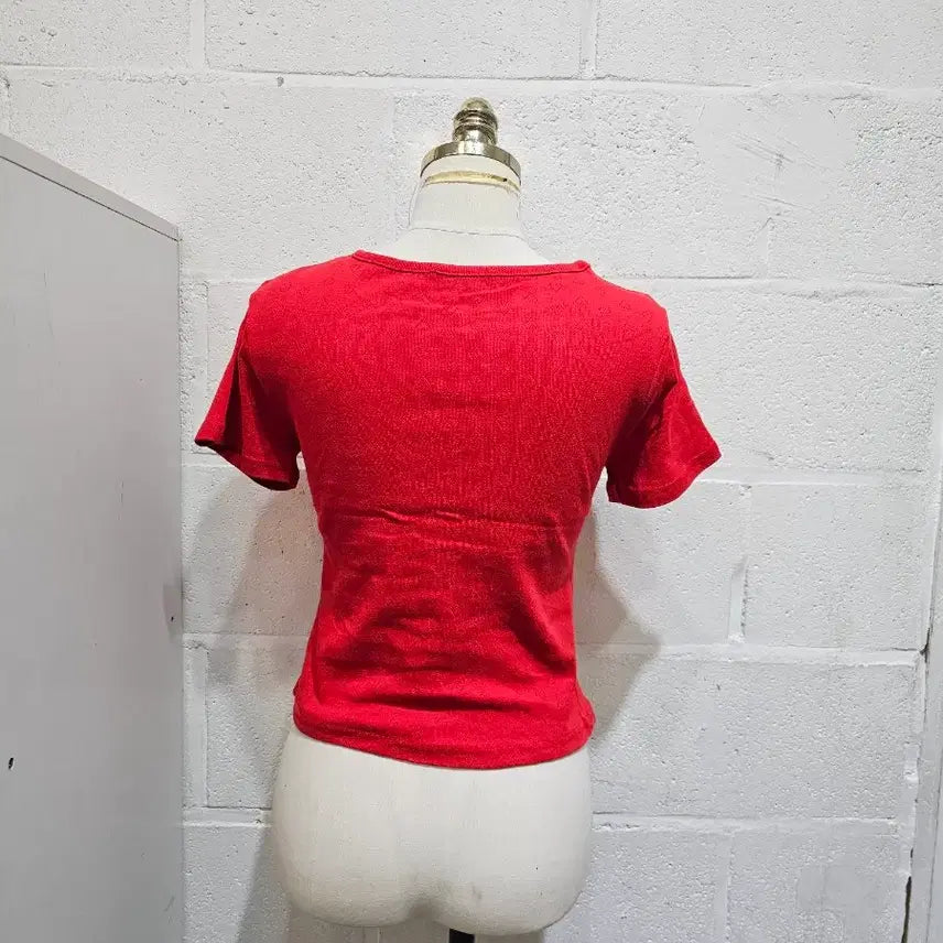 [BUNJANG] Heart Punching Cardigan Short Sleeve - Red / 하트 펀칭 가디건 반팔- 빨강