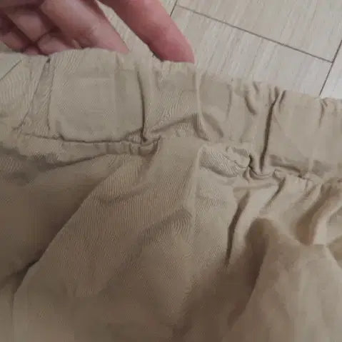 [BUNJANG] Beige Cotton A-Line Skirt / 베이지 면 A라인 스커트 / 뒷면 밴딩