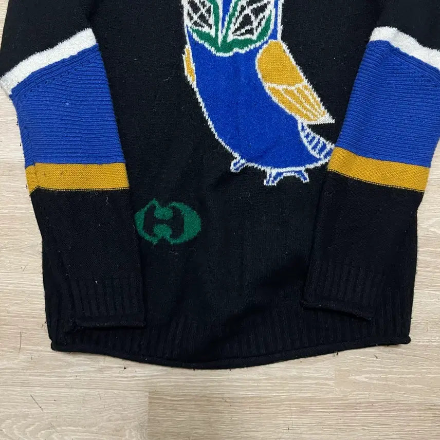 [BUNJANG] Lucky Chouette Chouette Big Logo Knit Top / 럭키슈에뜨 여성 슈에뜨 빅로고 라운드넥 니트 [블랙] FREE