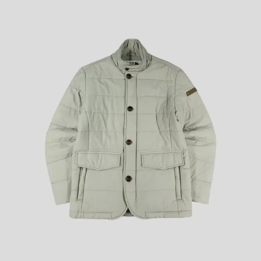[BUNJANG] The North Face White Label Light Gray Suede Logo VX Active Jacket / 노스페이스 화이트라벨 라이트그레이 스웨이드 로고 네크비조 브이엑스 액티브