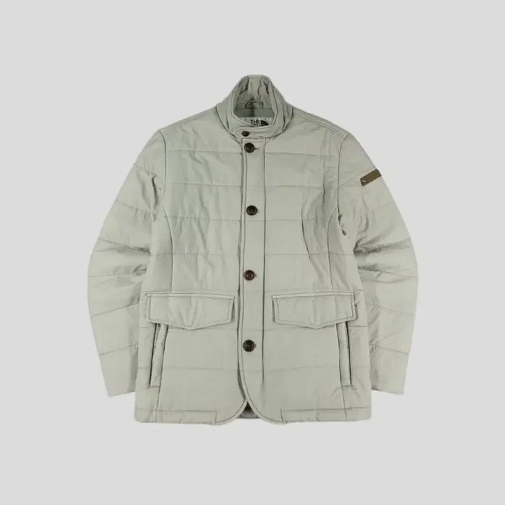 [BUNJANG] The North Face White Label Light Gray Suede Logo VX Active Jacket / 노스페이스 화이트라벨 라이트그레이 스웨이드 로고 네크비조 브이엑스 액티브