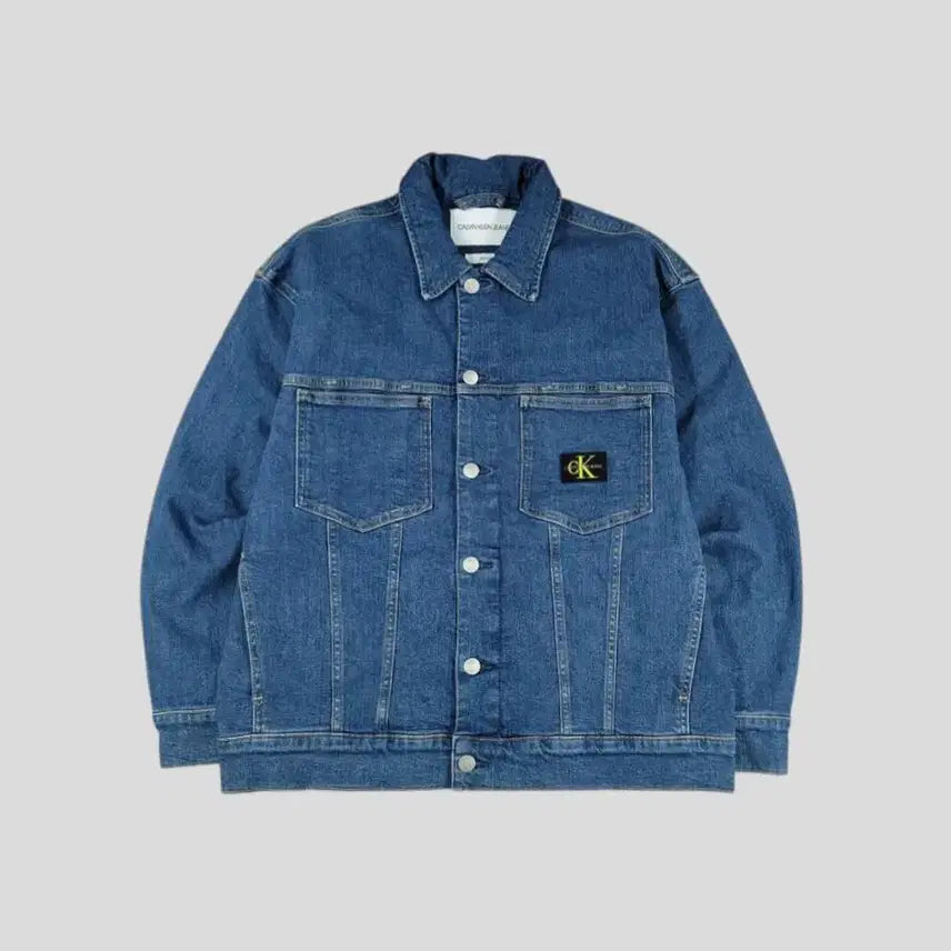 [BUNJANG] Calvin Klein Jeans Mid-Wash Oversized Four-Pocket Trucker Denim Jacket / 캘빈클라인 진스 중청워싱 오버핏 포포켓 워크웨어 트러커 데님자켓 청자켓