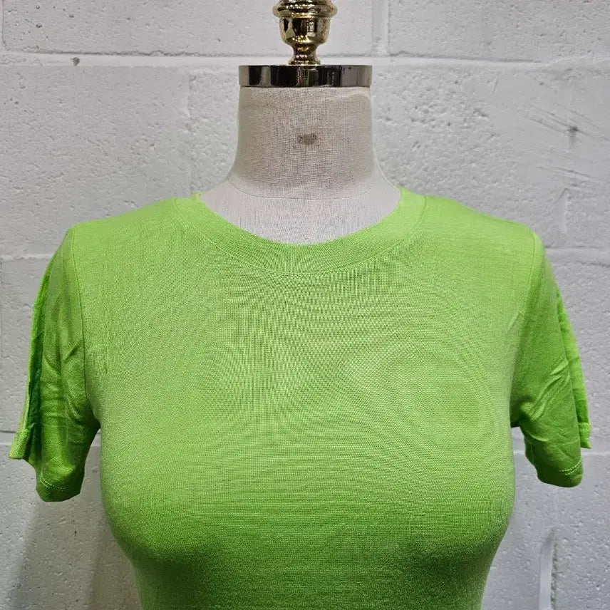 [BUNJANG] Round Neck Short Sleeve T-shirt - Light Green / 부드럽고 촉감좋은 라운드 반팔1- 연두