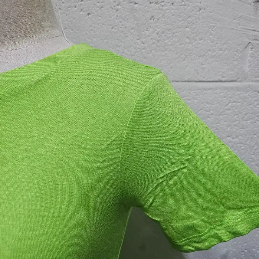 [BUNJANG] Round Neck Short Sleeve T-shirt - Light Green / 부드럽고 촉감좋은 라운드 반팔1- 연두