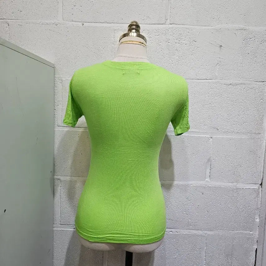 [BUNJANG] Round Neck Short Sleeve T-shirt - Light Green / 부드럽고 촉감좋은 라운드 반팔1- 연두