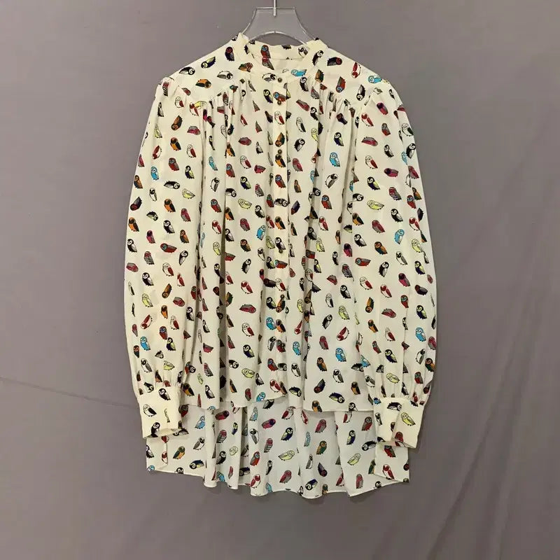 [SOLD OUT] 럭키슈에뜨 올빼미 패턴 주름 블라우스 셔츠