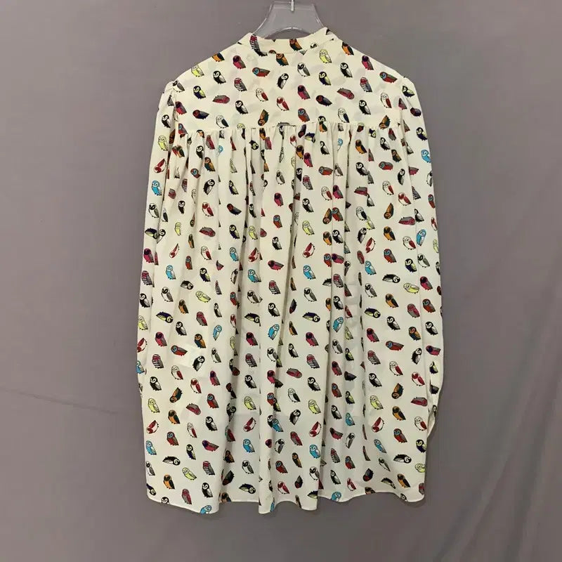 [SOLD OUT] 럭키슈에뜨 올빼미 패턴 주름 블라우스 셔츠