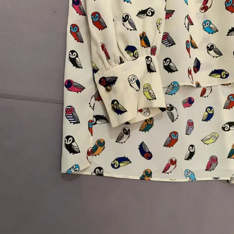 [SOLD OUT] 럭키슈에뜨 올빼미 패턴 주름 블라우스 셔츠