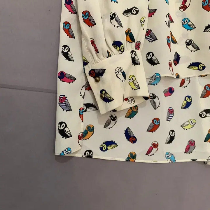 [SOLD OUT] 럭키슈에뜨 올빼미 패턴 주름 블라우스 셔츠