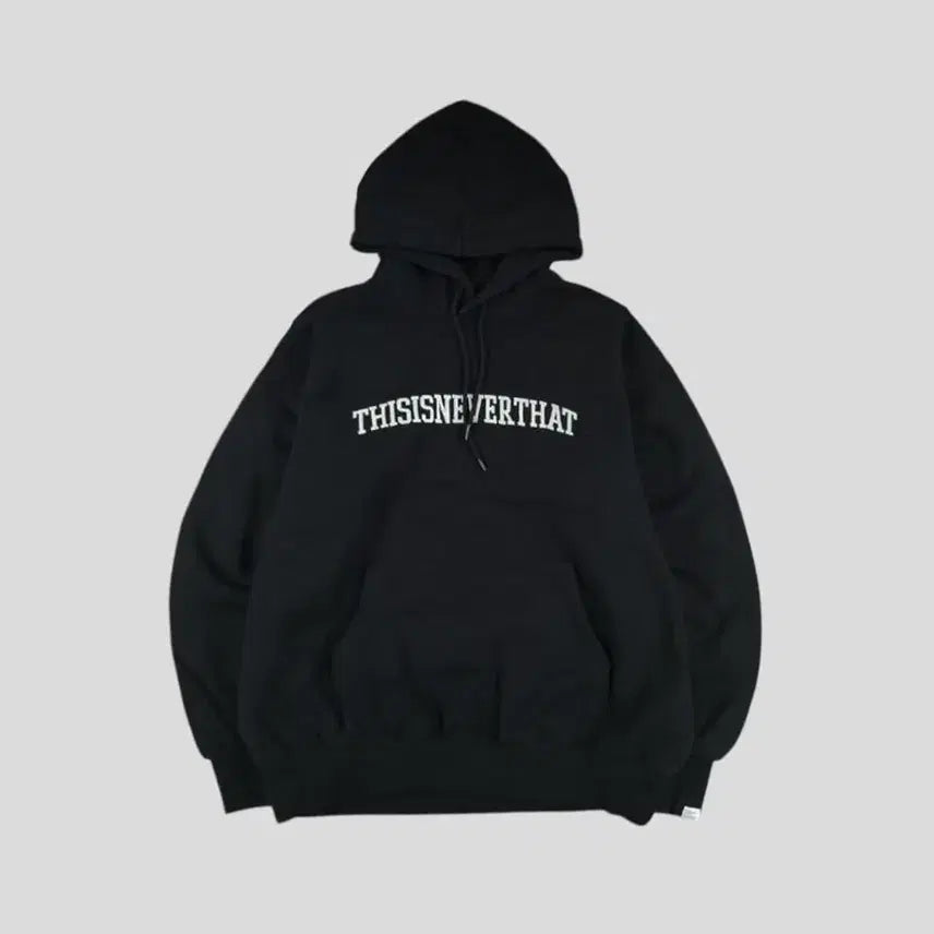 [BUNJANG] thisisneverthat Pigment Black Heavy Cotton Sweatshirt / 디스이즈네버댓 디네댓 피그먼트 블랙 화이트 스펠아웃 로고 기모 헤비코튼
