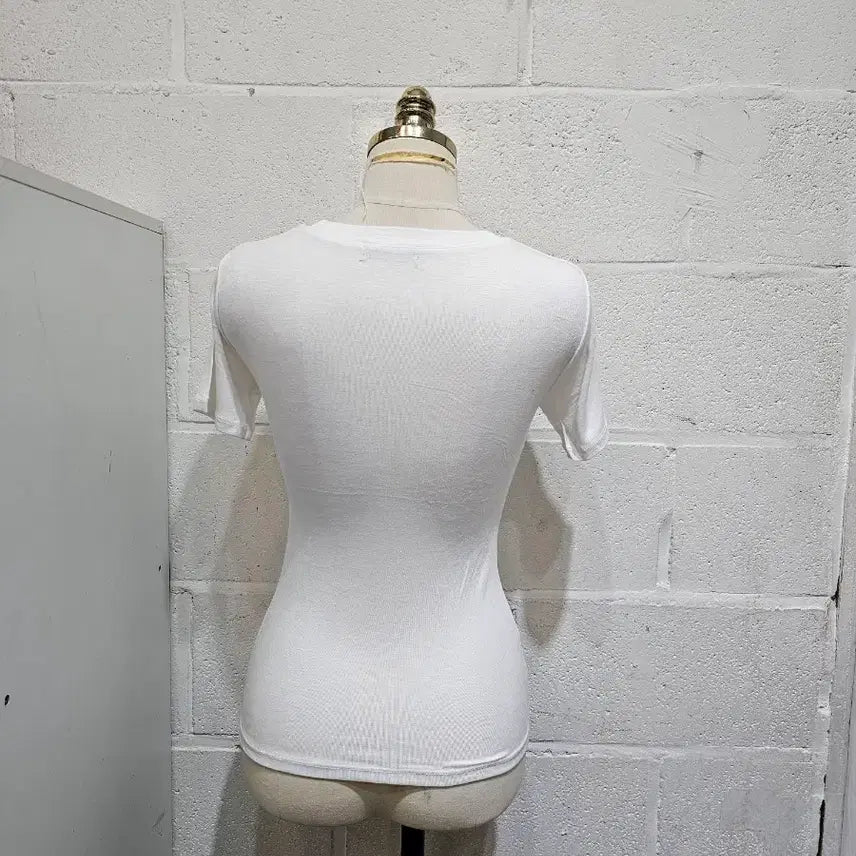 [BUNJANG] Round Neck Short Sleeve T-shirt - White / 부드럽고 촉감좋은 라운드 반팔1- 화이트