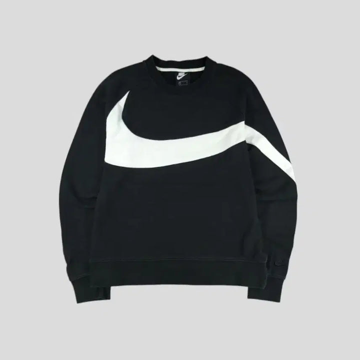 [BUNJANG] Nike Big Swoosh Logo Raglan Cotton Blend Sweatshirt / 나이키 블랙 화이트 빅스우시 로고 레글런 코튼블렌드 맨투맨 티셔츠 L