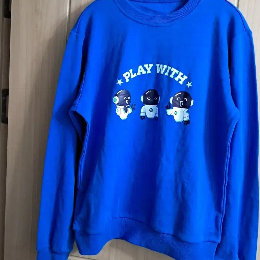 [BUNJANG] PLAY WITH Printed Sweatshirt / 블루 PLAY WITH 프린팅 맨투맨 티셔츠