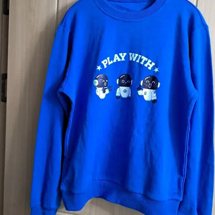 [BUNJANG] PLAY WITH Printed Sweatshirt / 블루 PLAY WITH 프린팅 맨투맨 티셔츠