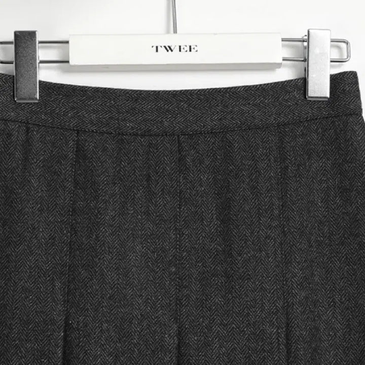 [BUNJANG] Twee Herringbone Wool Pleated Long Skirt / (새상품) 트위 헤링본 울스커트 롱스커트 플리츠스커트
