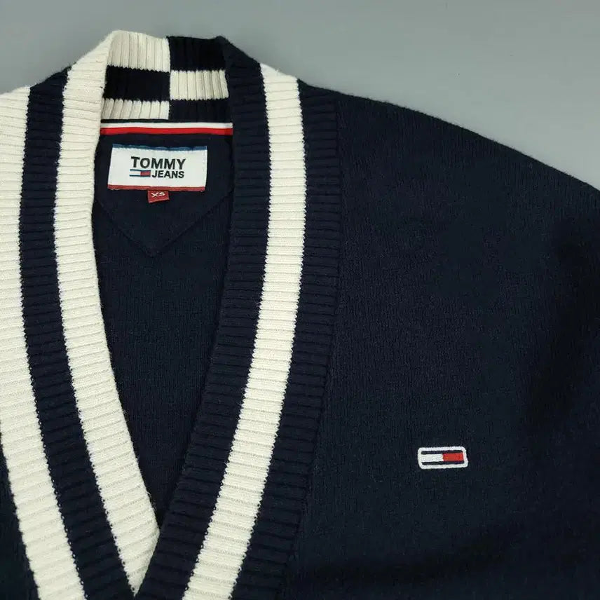 [BUNJANG] Tommy Hilfiger Jeans Navy White Yellow Colorblock Logo Lined Jacket / 타미힐피거 진스 네이비 화이트 옐로우 배색 체스트로고 스펠아웃 라이닝 브