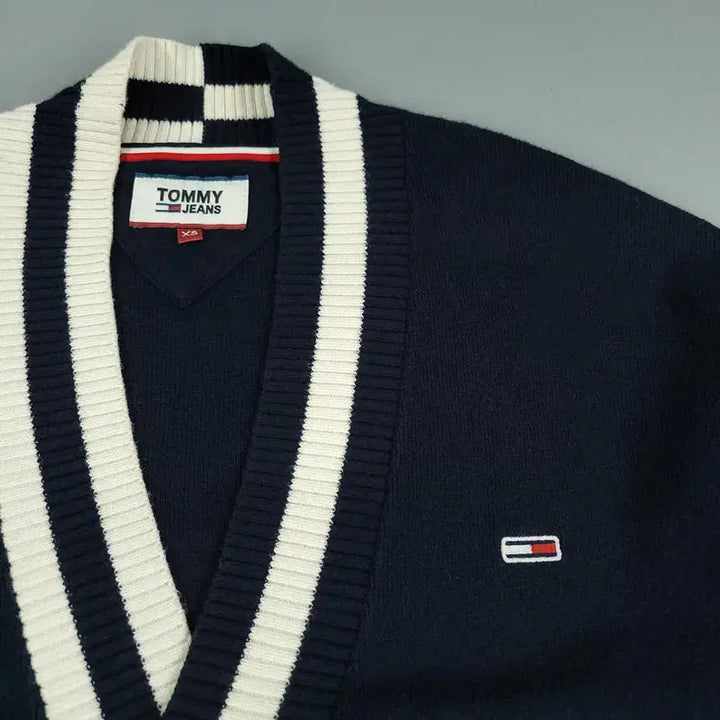 [BUNJANG] Tommy Hilfiger Jeans Navy White Yellow Colorblock Logo Lined Jacket / 타미힐피거 진스 네이비 화이트 옐로우 배색 체스트로고 스펠아웃 라이닝 브