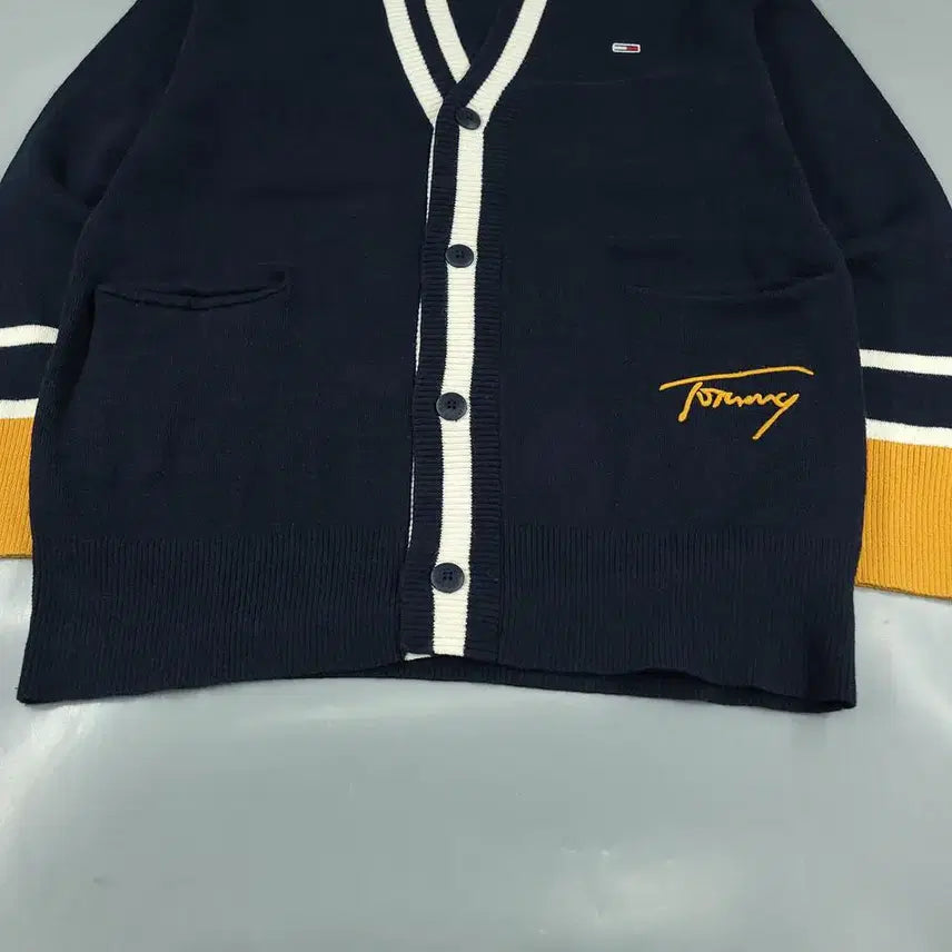 [BUNJANG] Tommy Hilfiger Jeans Navy White Yellow Colorblock Logo Lined Jacket / 타미힐피거 진스 네이비 화이트 옐로우 배색 체스트로고 스펠아웃 라이닝 브
