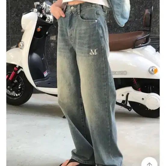 [BUNJANG] Musent Denim Wide Pants / 무센트 데님 팬츠