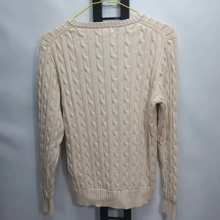 [BUNJANG] Polo Ralph Lauren Cable Knit V-Neck Sweater Ivory L / 폴로 랄프로렌 꽈배기 니트 브이넥 케이블 스웨터 아이보리 L