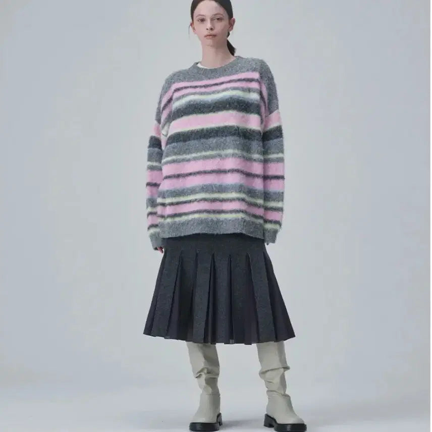 [BUNJANG] Acoc Striped Knit Sweater Pink / (정가 16만원)아코크acoc 스트라이프 니트 스웨터 핑크