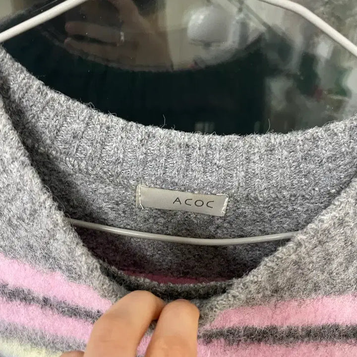 [BUNJANG] Acoc Striped Knit Sweater Pink / (정가 16만원)아코크acoc 스트라이프 니트 스웨터 핑크