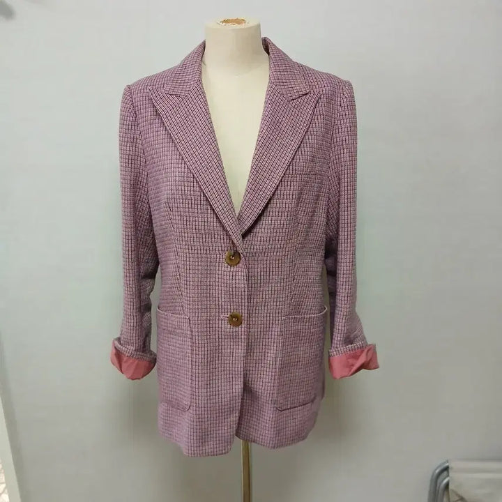 [BUNJANG] A+G BASIC Pink Check Blazer / A+G BASIC 핑크 체크 블레이저  새옷